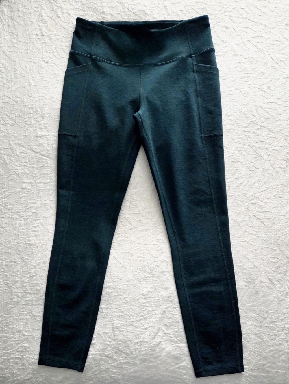 Ibex Teal Next-To-Skin Natural Base Layer Leggings, Wide Waistband & Pockets, LG - Picture 4 of 10